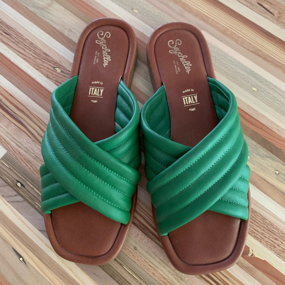 Seychelles Green and Brown Crossover slides / Sandals